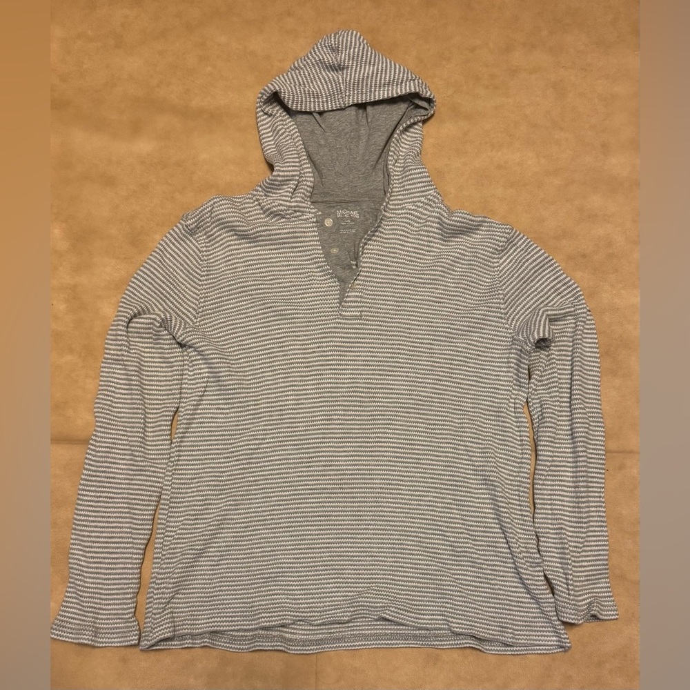 Men's Gray Striped Hooded Shirt